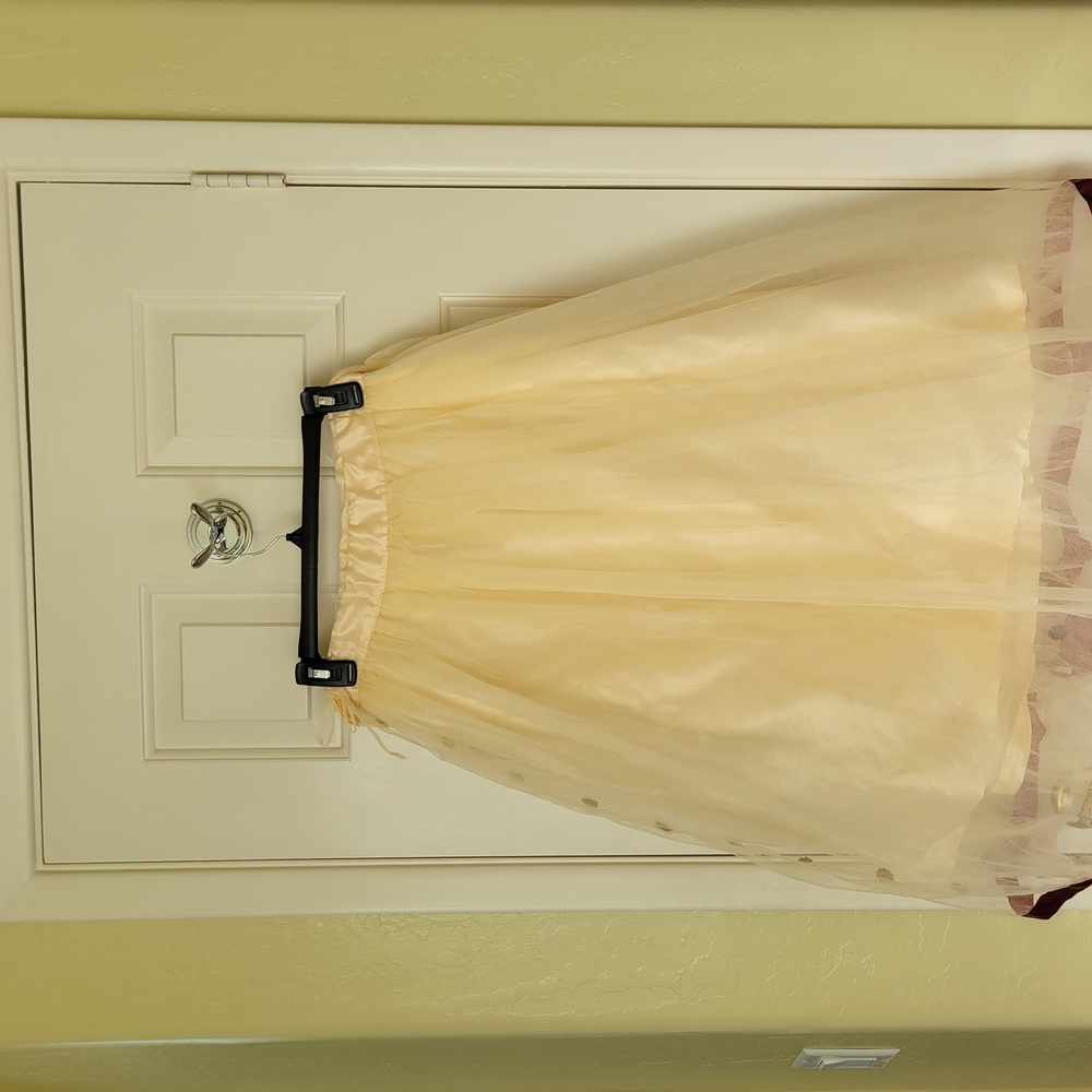 TULLE SKIRT FROM INDIA Elegant Polka Dot Skirt in Cream and Burgundy DRAWSTRING - Picture 8 of 16